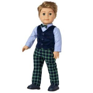 American Girl Janie and Jack Tartan Plaid Doll Outfit 18 in Party Boy Bow Vest